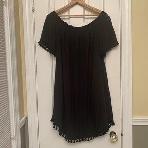 Merona black beach coverup dress with tassels XL